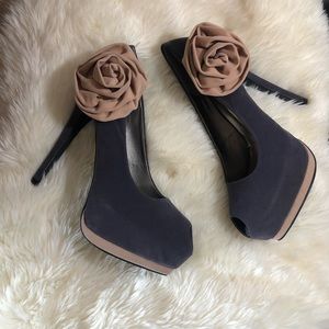 Qupid purple open toe high heels